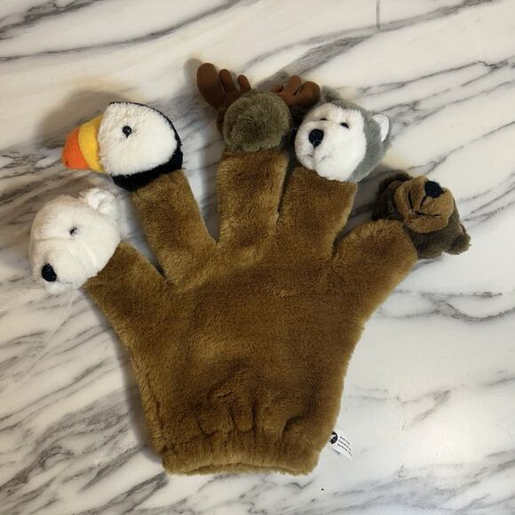 Arctic Circle Plush Five Finger Hand Puppet 9" Stuffed Animal Toy Puffin Moose - Picture 1 of 5